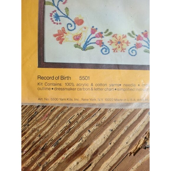 Cross Stitch Crewel/Cross Stitch Needlework Kit Birth record 14x14 cotton - Picture 3 of 4